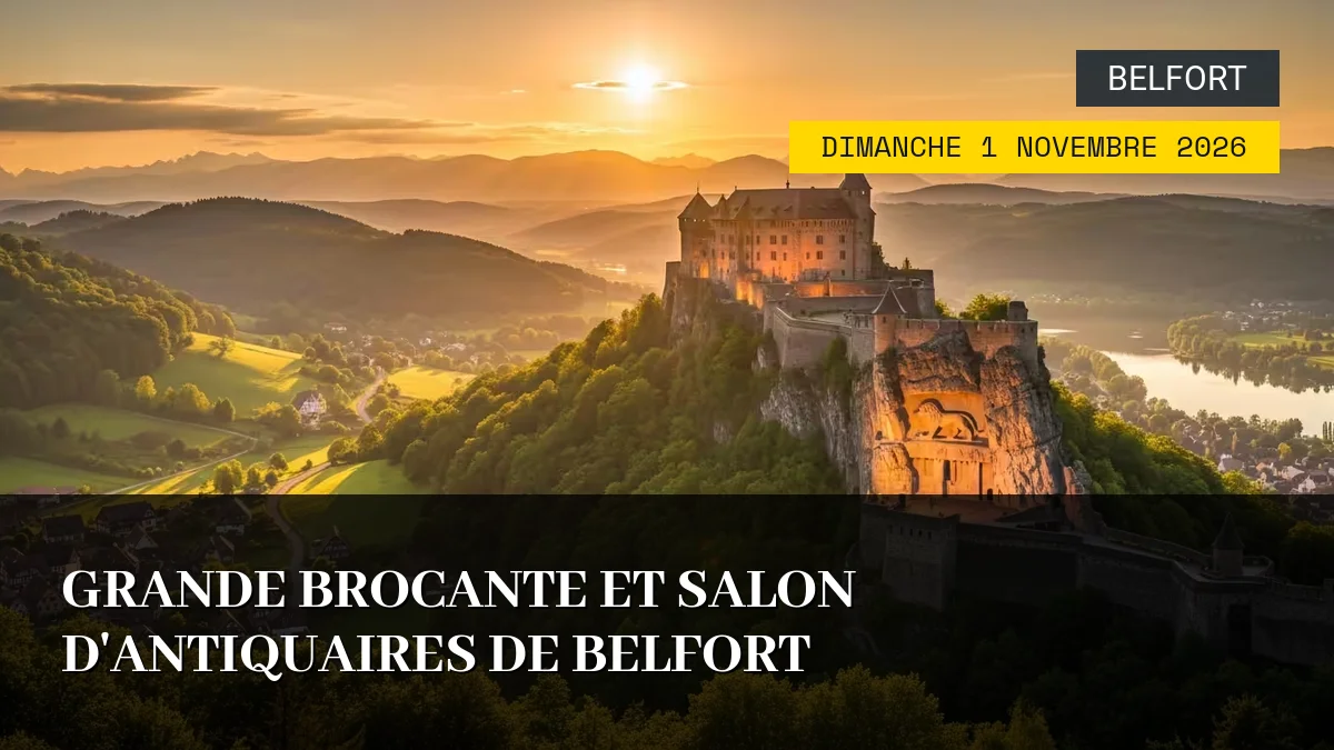 Affiche de l'événement : Grande Brocante et Salon d&rsquo;Antiquaires de Belfort – Dimanche 1 Novembre 2026