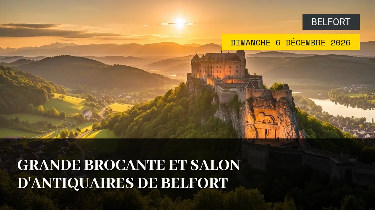 Affiche de l'événement : Grande Brocante et Salon d&rsquo;Antiquaires de Belfort – Dimanche 6 Décembre 2026