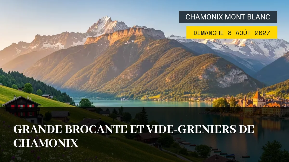 Affiche de l'événement : Grande Brocante et Vide-Greniers de Chamonix – Dimanche 8 Août 2027