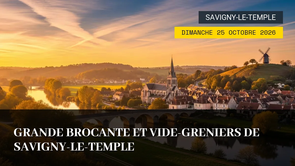 Affiche de l'événement : Grande Brocante et Vide-greniers de Savigny-le-Temple – Dimanche 25 Octobre 2026