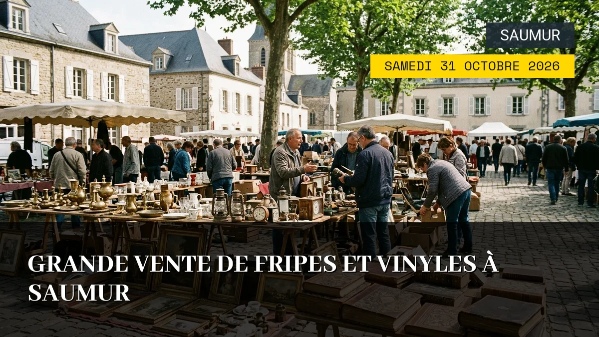 Affiche de l'événement : Grande Vente de Fripes et Vinyles à Saumur – Samedi 31 Octobre 2026