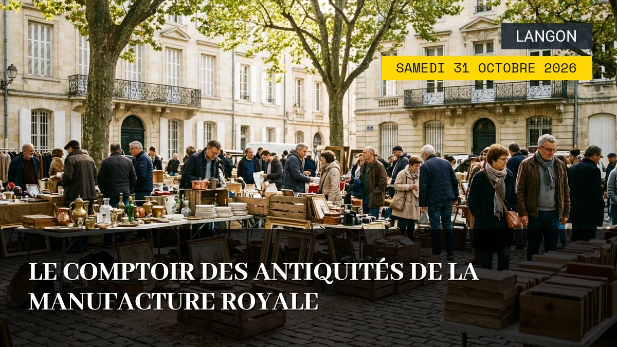 Affiche de l'événement : Le Comptoir des Antiquités de la Manufacture Royale — Du Samedi 31 Octobre 2026 au Dimanche 1 Novembre 2026