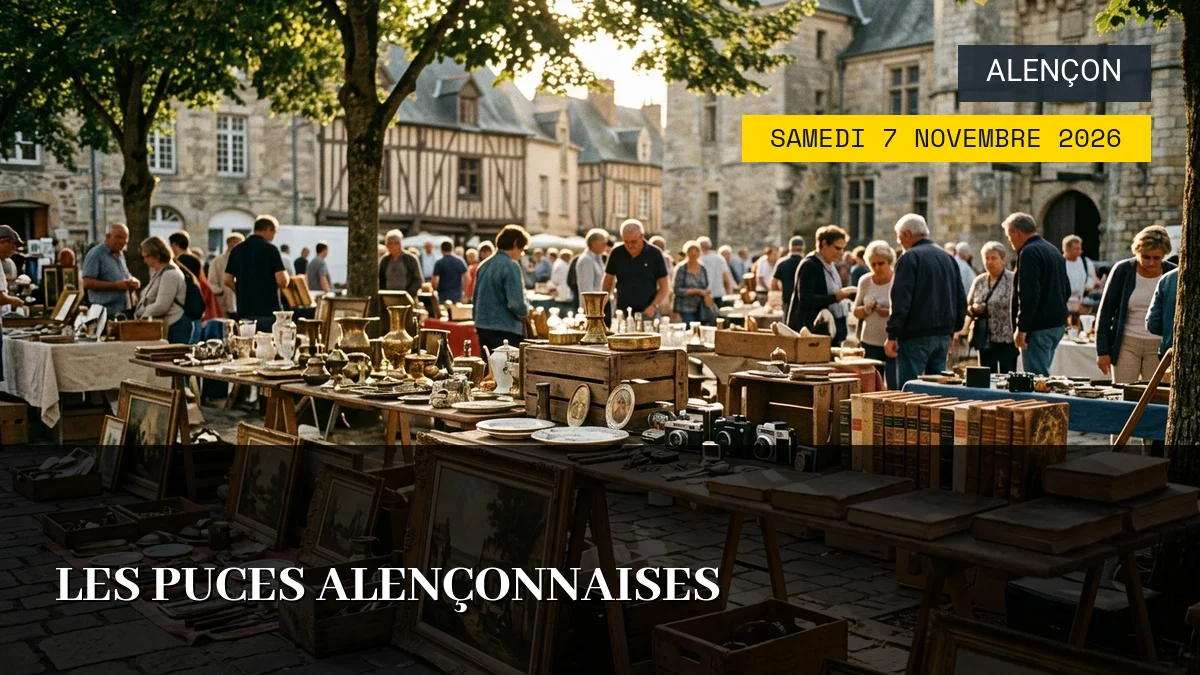 Affiche de l'événement : Les Puces Alençonnaises – Samedi 7 Novembre 2026
