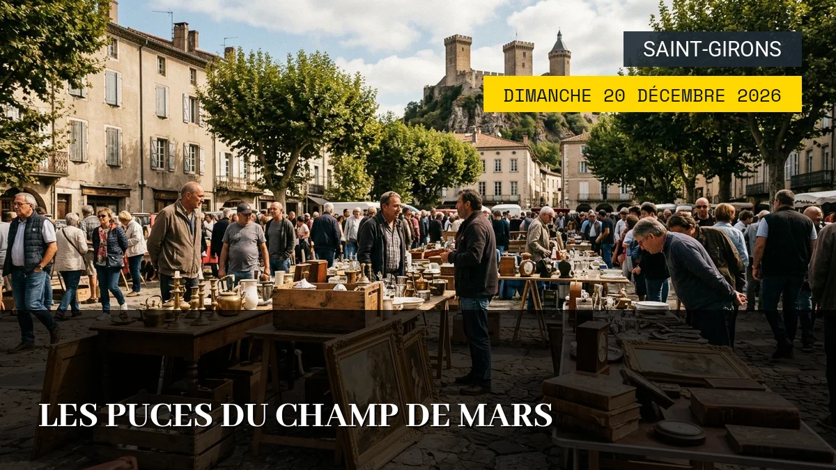 Affiche de l'événement : Les Puces du Champ de Mars – Dimanche 20 Décembre 2026