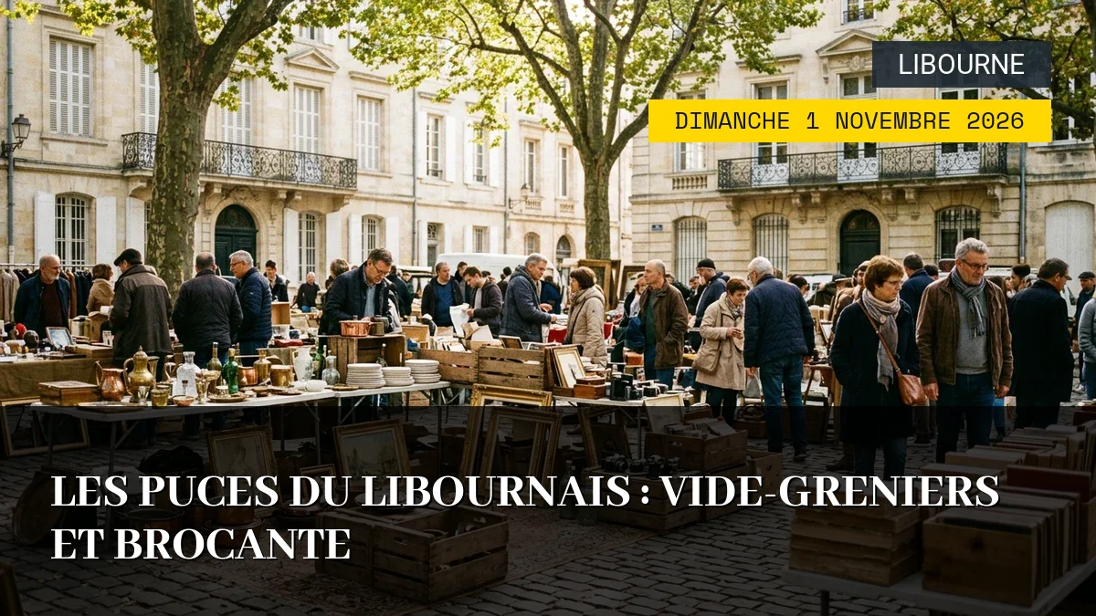 Affiche de l'événement : Les Puces du Libournais : Vide-Greniers et Brocante – Dimanche 1 Novembre 2026