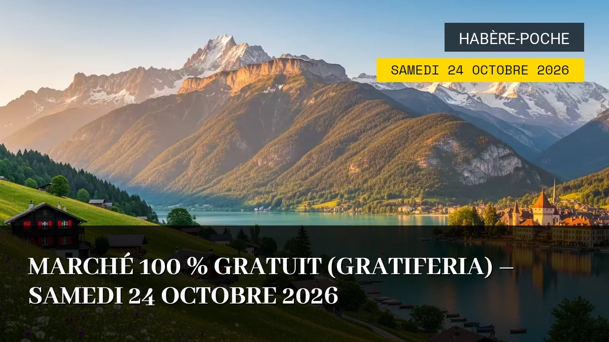 Affiche de l'événement : Marché 100 % Gratuit (Gratiferia) – Samedi 24 Octobre 2026