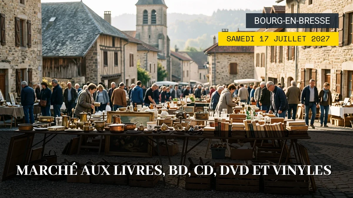 Affiche de l'événement : Marché aux Livres, BD, CD, DVD et Vinyles – Samedi 17 Juillet 2027