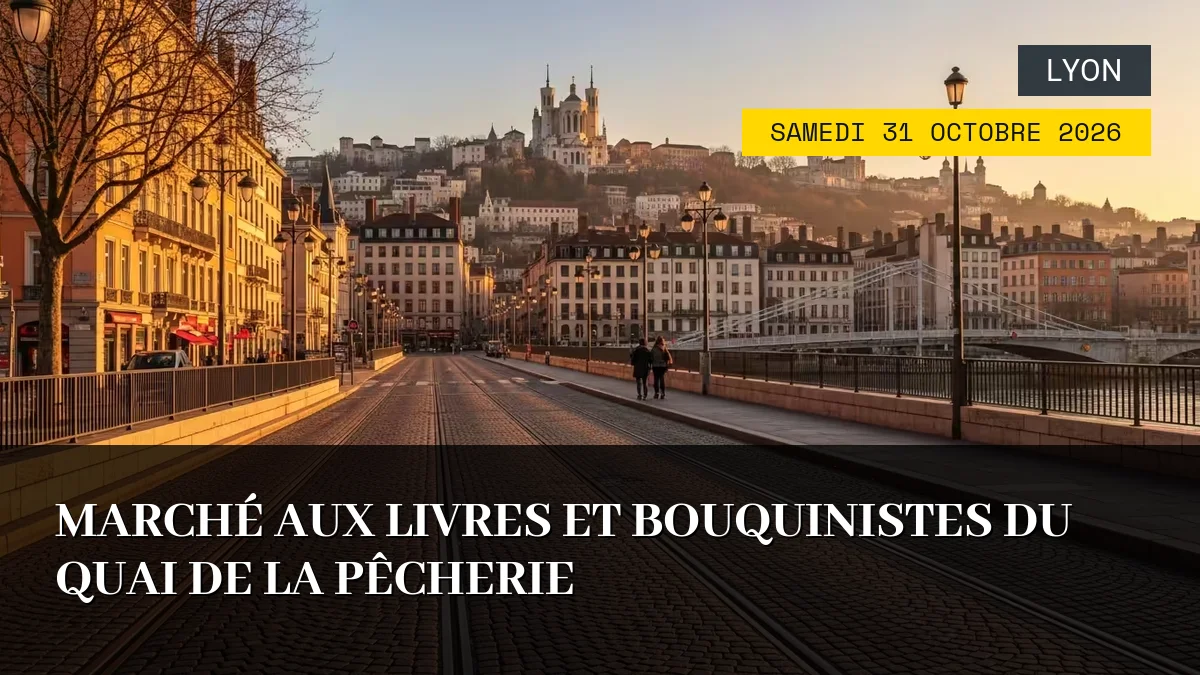Affiche de l'événement : Marché aux Livres et Bouquinistes du Quai de la Pêcherie – Samedi 31 Octobre 2026