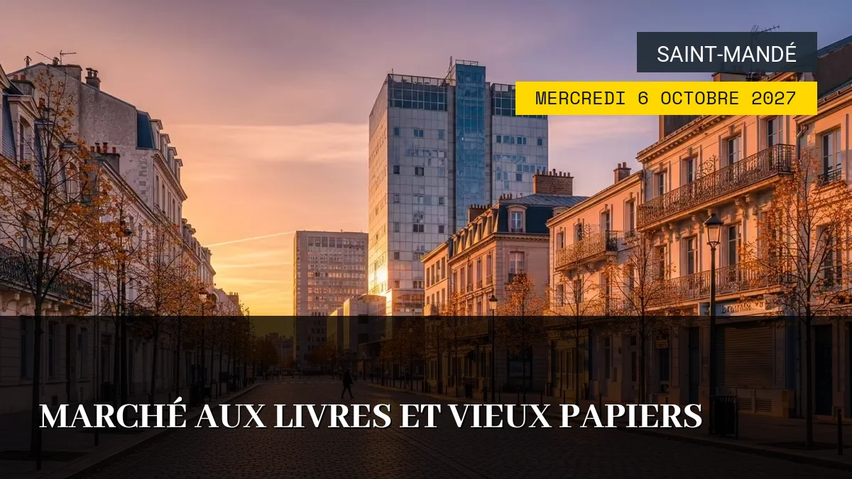 Affiche de l'événement : Marché aux Livres et Vieux Papiers – Mercredi 6 Octobre 2027