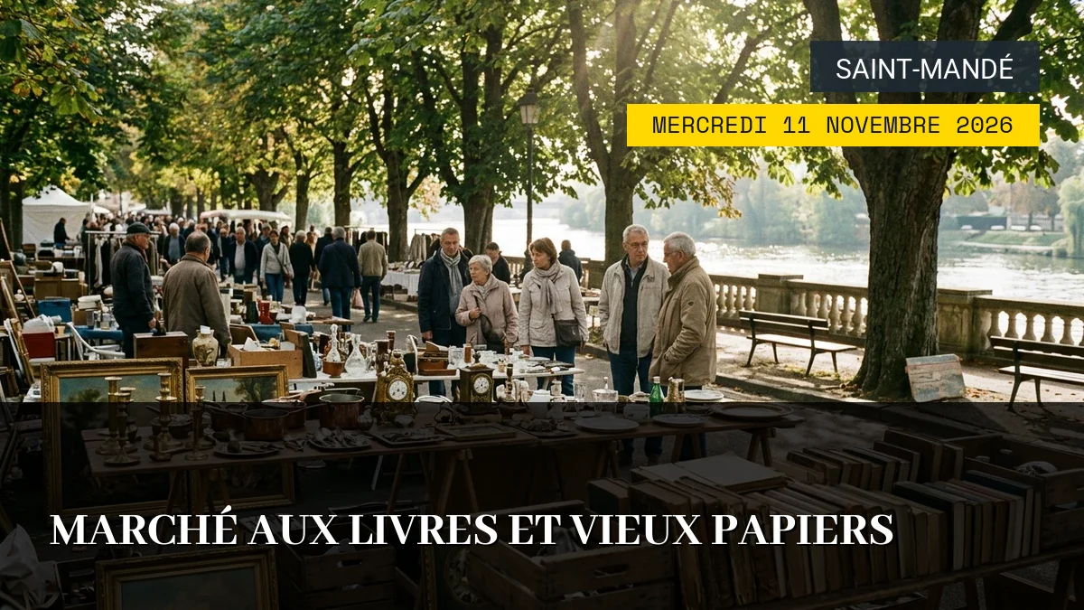 Affiche de l'événement : Marché aux Livres et Vieux Papiers – Mercredi 11 Novembre 2026