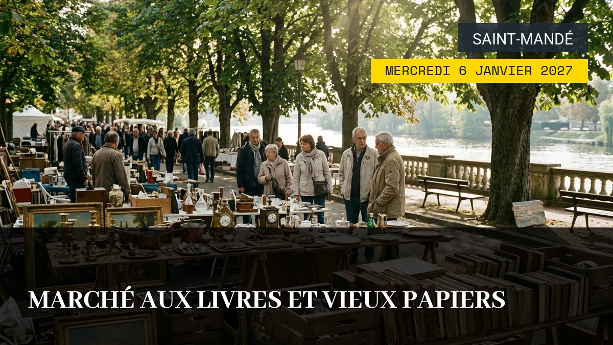 Affiche de l'événement : Marché aux Livres et Vieux Papiers – Mercredi 6 Janvier 2027