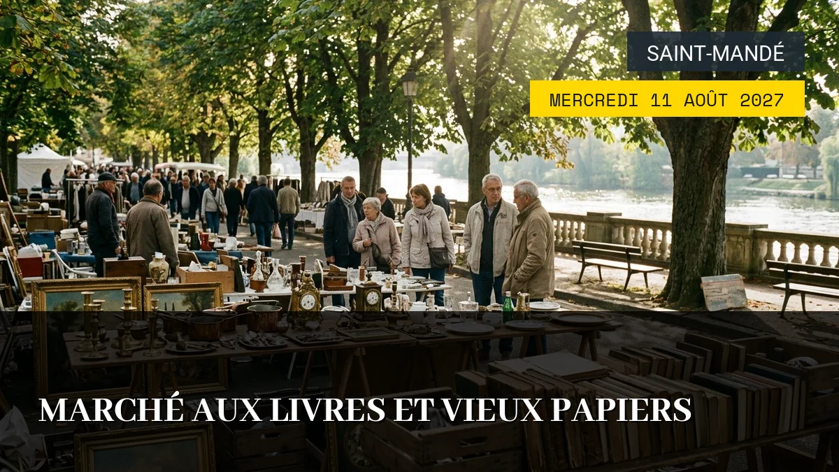 Affiche de l'événement : Marché aux Livres et Vieux Papiers – Mercredi 11 Août 2027