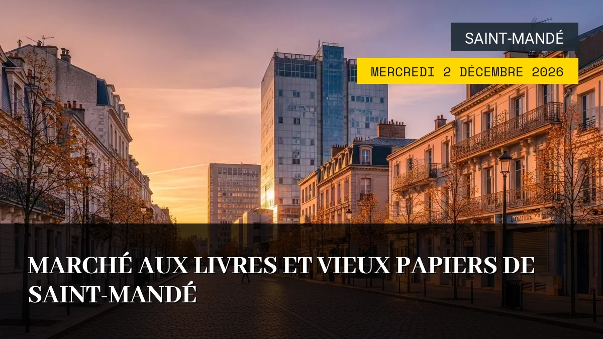 Affiche de l'événement : Marché aux Livres et Vieux Papiers de Saint-Mandé – Mercredi 2 Décembre 2026
