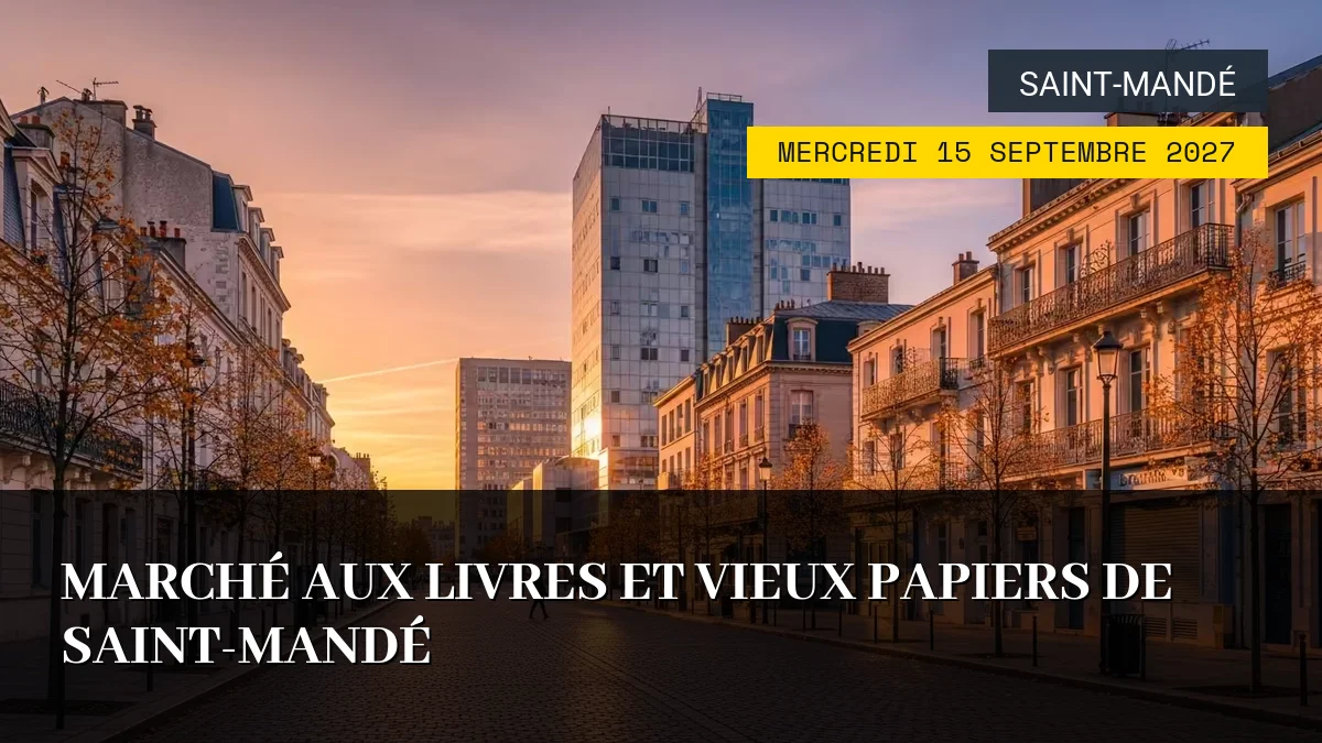 Affiche de l'événement : Marché aux Livres et Vieux Papiers de Saint-Mandé – Mercredi 15 Septembre 2027