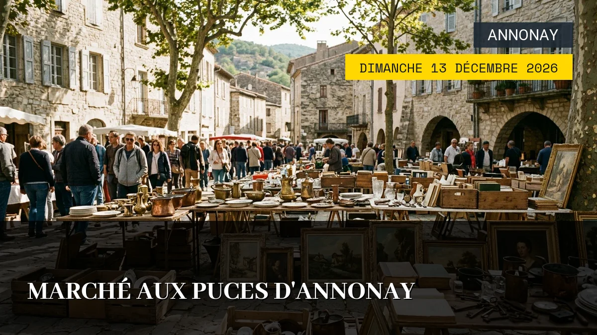 Affiche de l'événement : Marché aux Puces d&rsquo;Annonay – Dimanche 13 Décembre 2026