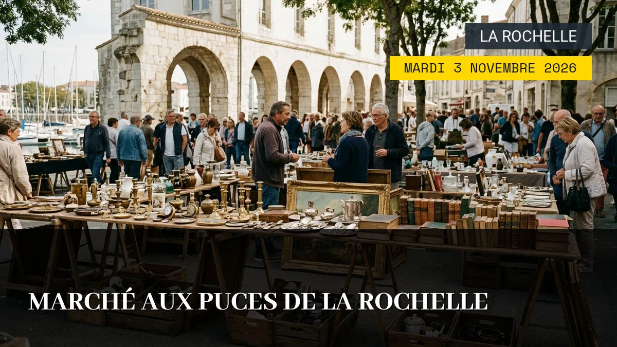 Affiche de l'événement : Marché aux Puces de La Rochelle – Mardi 3 Novembre 2026