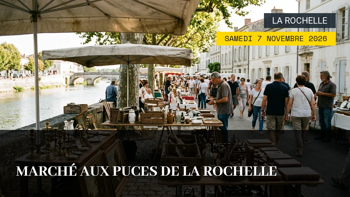 Affiche de l'événement : Marché aux Puces de La Rochelle – Samedi 7 Novembre 2026