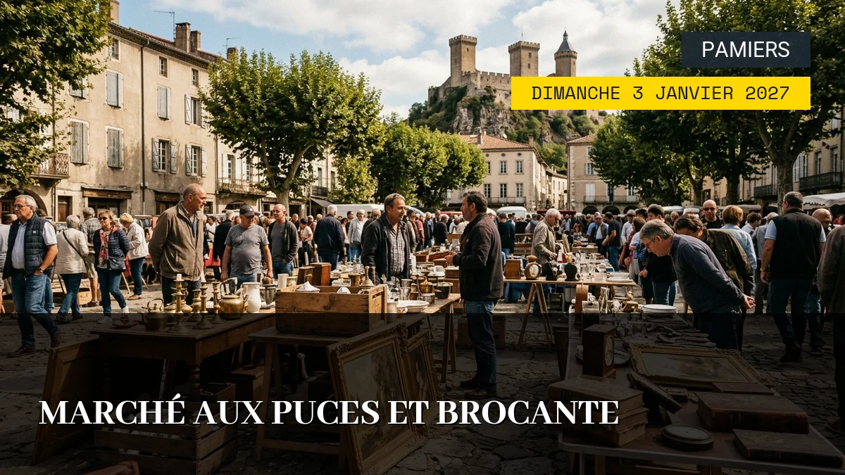 Affiche de l'événement : Marché aux Puces et Brocante – Dimanche 3 Janvier 2027