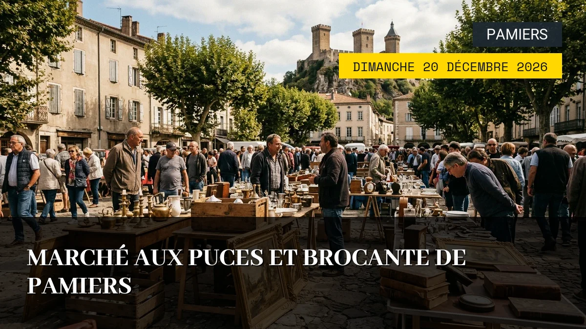 Affiche de l'événement : Marché aux Puces et Brocante de Pamiers – Dimanche 20 Décembre 2026