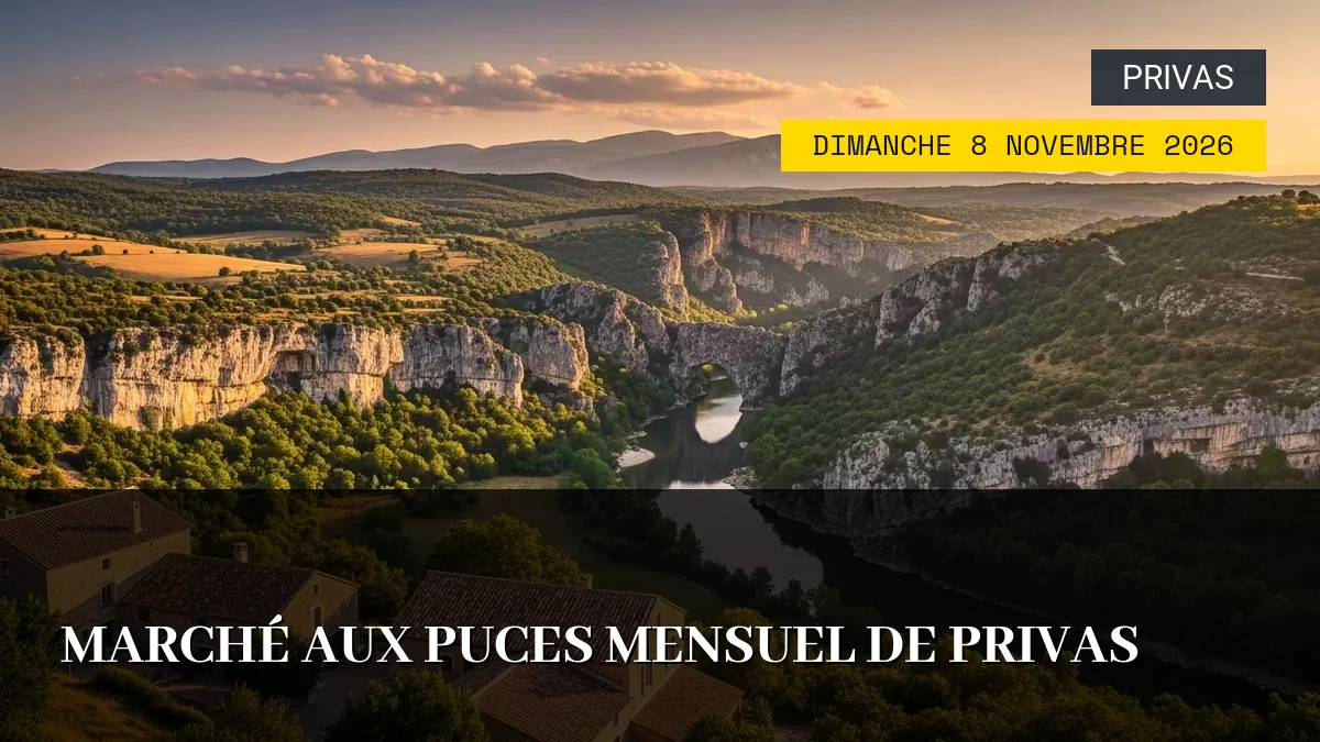 Affiche de l'événement : Marché aux Puces Mensuel de Privas – Dimanche 8 Novembre 2026