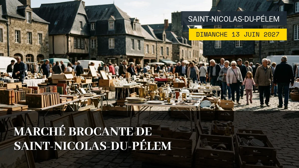 Affiche de l'événement : Marché Brocante de Saint-Nicolas-du-Pélem – Dimanche 13 Juin 2027