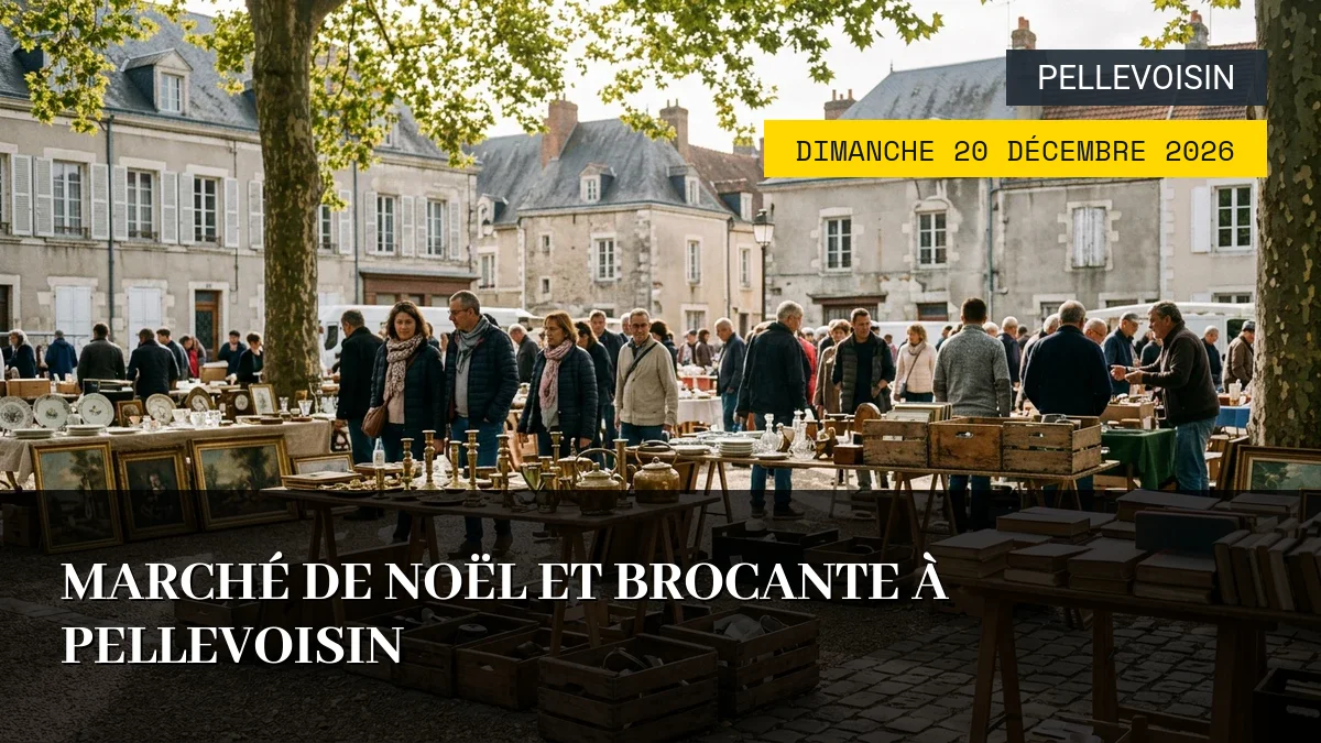 Affiche de l'événement : Marché de Noël et Brocante à Pellevoisin – Dimanche 20 Décembre 2026