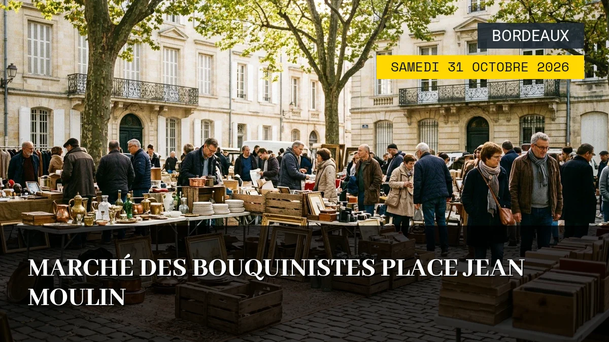 Affiche de l'événement : Marché des Bouquinistes Place Jean Moulin – Samedi 31 Octobre 2026