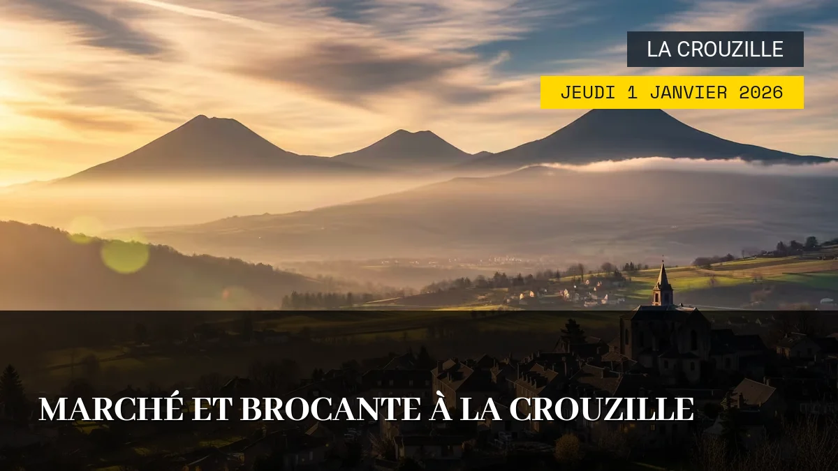 Affiche de l'événement : Marché et Brocante à La Crouzille – Jeudi 1 Janvier 2026