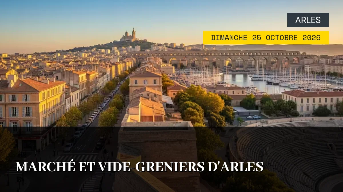 Affiche de l'événement : Marché et Vide-Greniers d&rsquo;Arles – Dimanche 25 Octobre 2026
