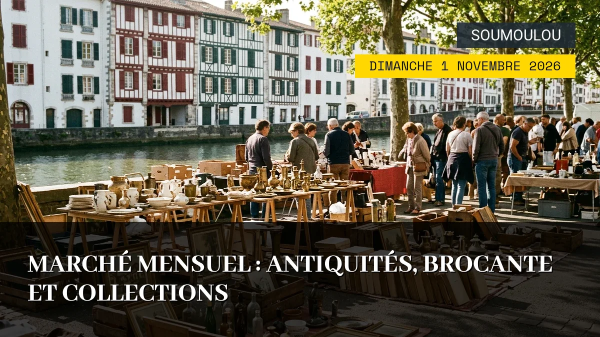 Affiche de l'événement : Marché Mensuel : Antiquités, Brocante et Collections – Dimanche 1 Novembre 2026