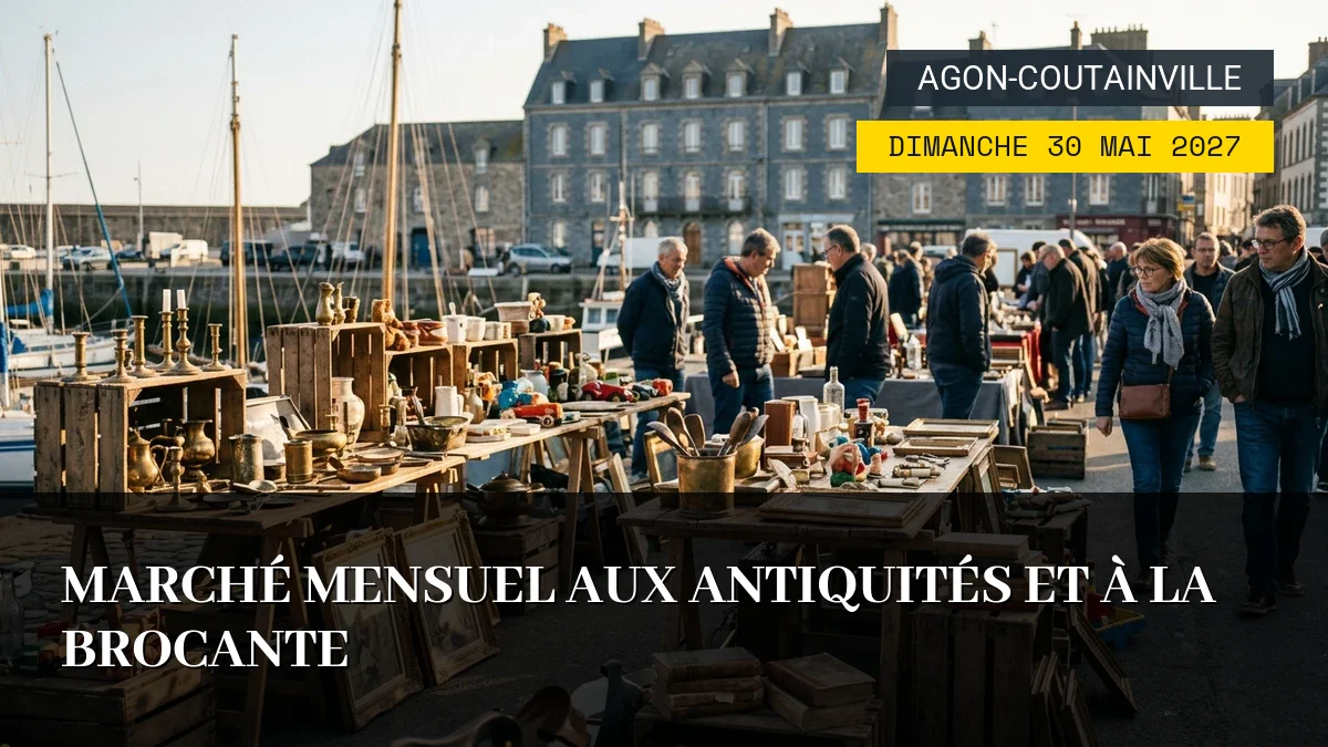 Affiche de l'événement : Marché Mensuel aux Antiquités et à la Brocante – Dimanche 30 Mai 2027