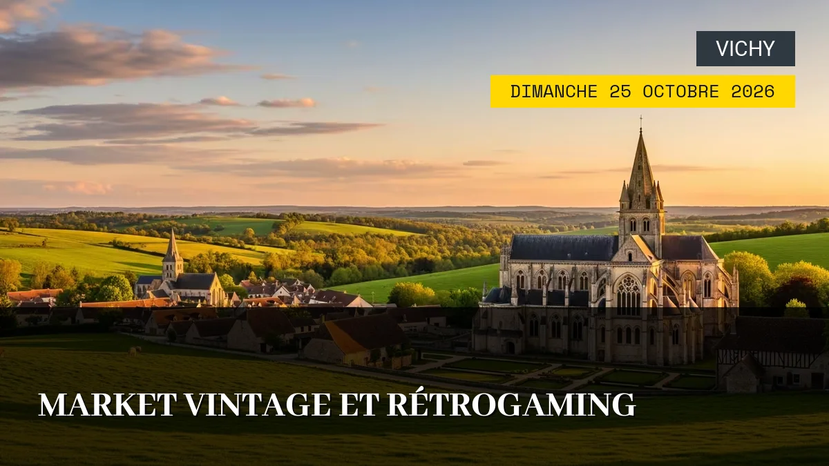 Affiche de l'événement : Market Vintage et Rétrogaming – Dimanche 25 Octobre 2026