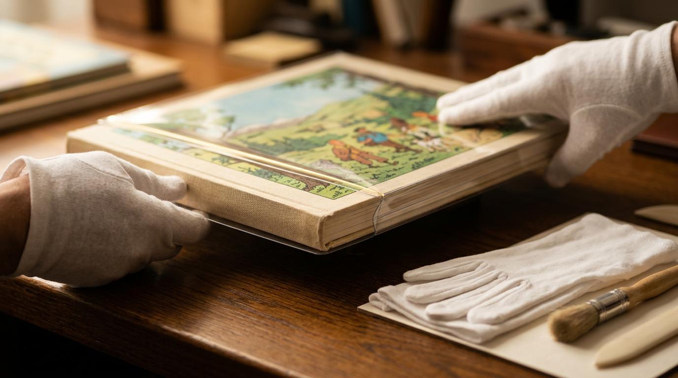 Bandes dessinées de collection protégées dans des pochettes de conservation adaptées