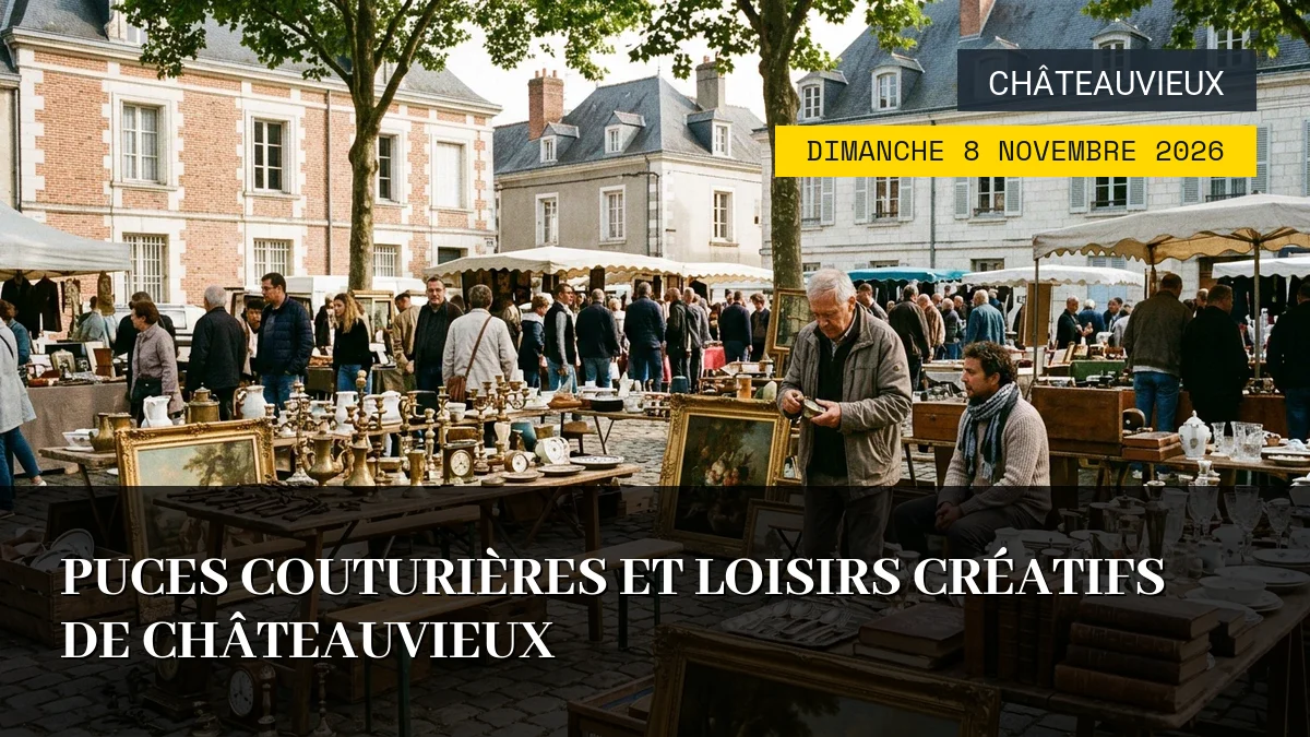 Affiche de l'événement : Puces couturières et loisirs créatifs de Châteauvieux – Dimanche 8 Novembre 2026