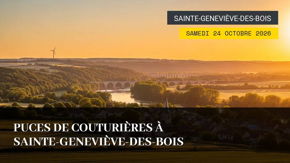 Affiche de l'événement : Puces de Couturières à Sainte-Geneviève-des-Bois – Samedi 24 Octobre 2026