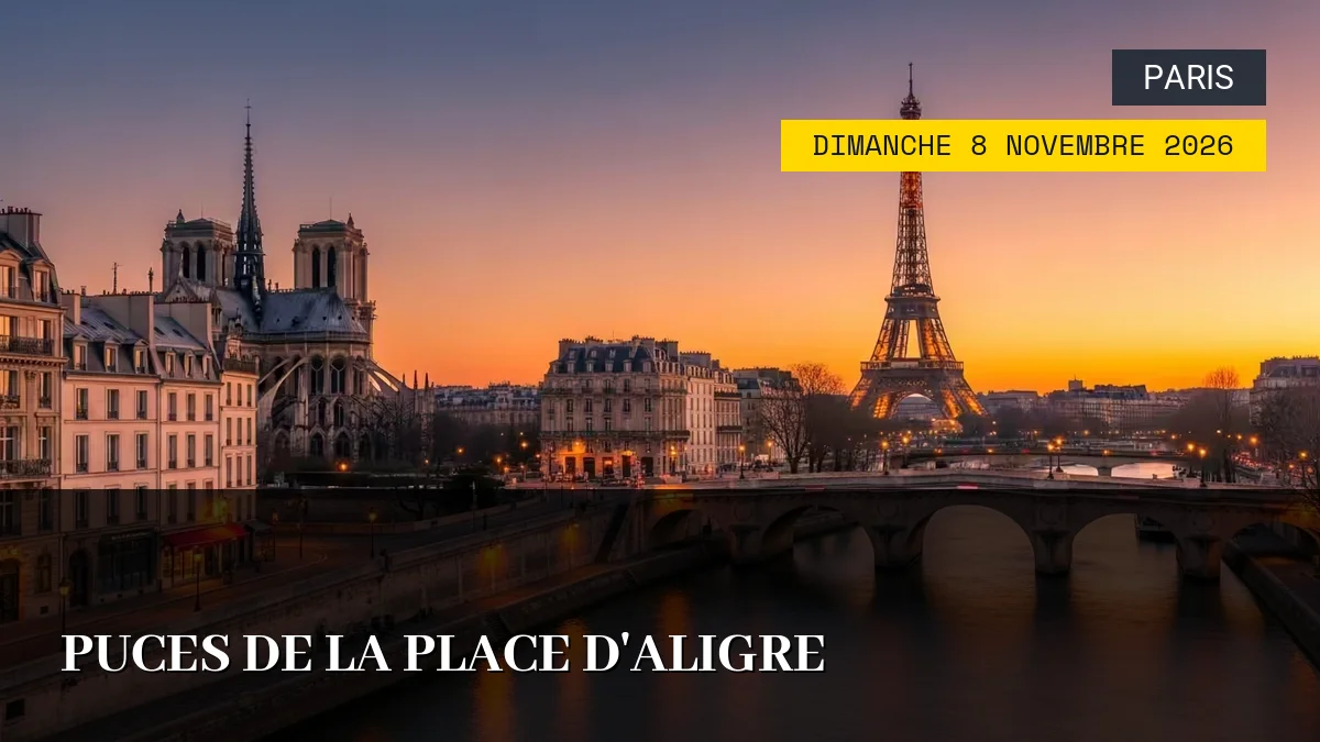 Affiche de l'événement : Puces de la Place d&rsquo;Aligre – Dimanche 8 Novembre 2026
