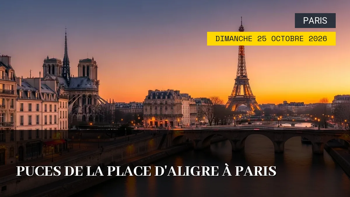 Affiche de l'événement : Puces de la Place d&rsquo;Aligre à Paris – Dimanche 25 Octobre 2026