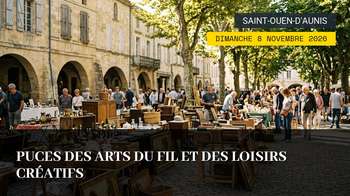Affiche de l'événement : Puces des arts du fil et des loisirs créatifs – Dimanche 8 Novembre 2026