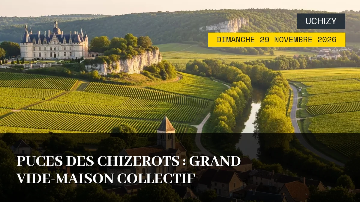 Affiche de l'événement : Puces des Chizerots : Grand Vide-Maison Collectif – Dimanche 29 Novembre 2026