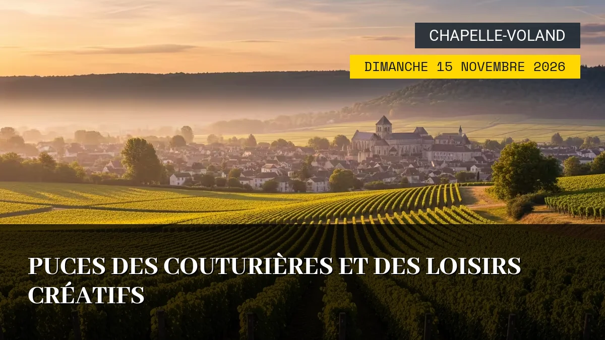 Affiche de l'événement : Puces des Couturières et des Loisirs Créatifs – Dimanche 15 Novembre 2026