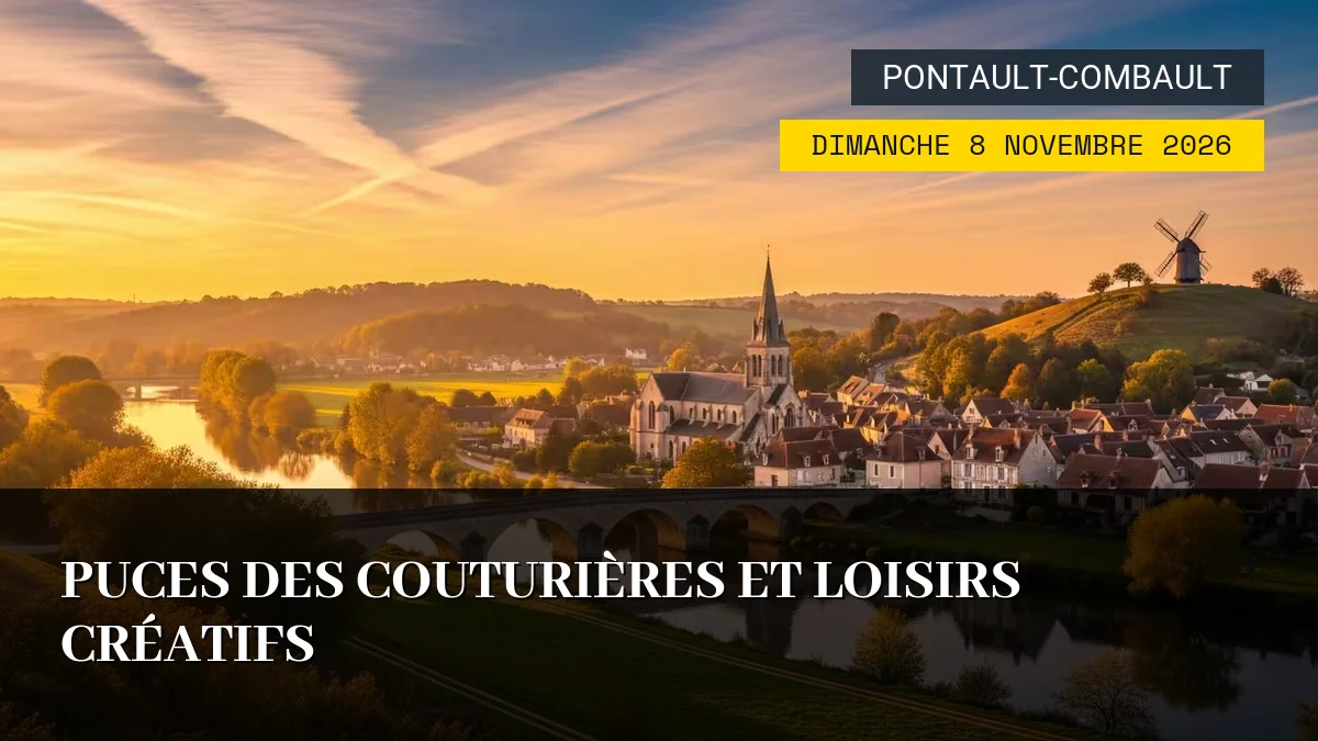 Affiche de l'événement : Puces des Couturières et Loisirs Créatifs – Dimanche 8 Novembre 2026