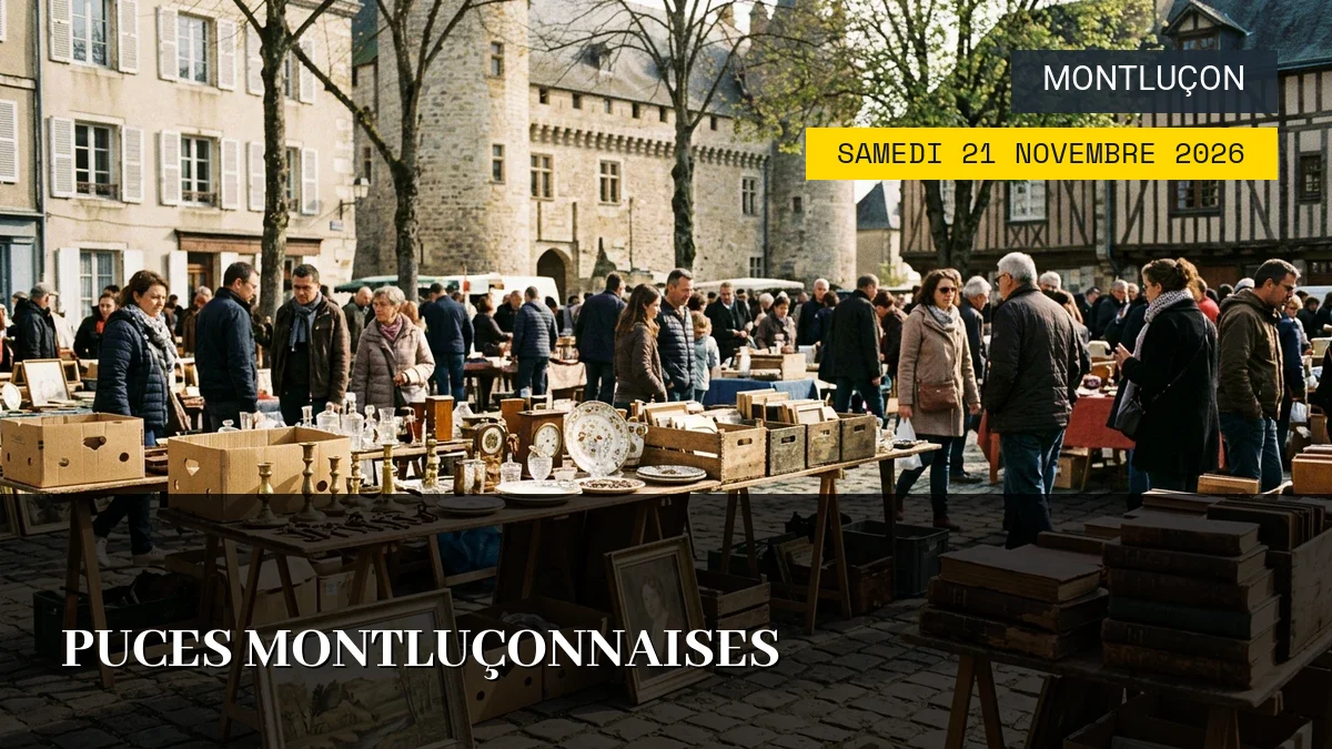 Affiche de l'événement : Puces Montluçonnaises – Samedi 21 Novembre 2026