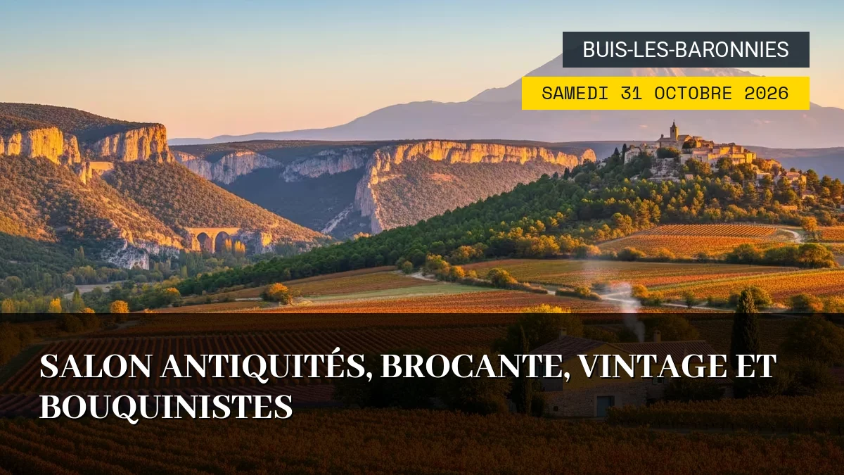 Affiche de l'événement : Salon Antiquités, Brocante, Vintage et Bouquinistes – Samedi 31 Octobre 2026