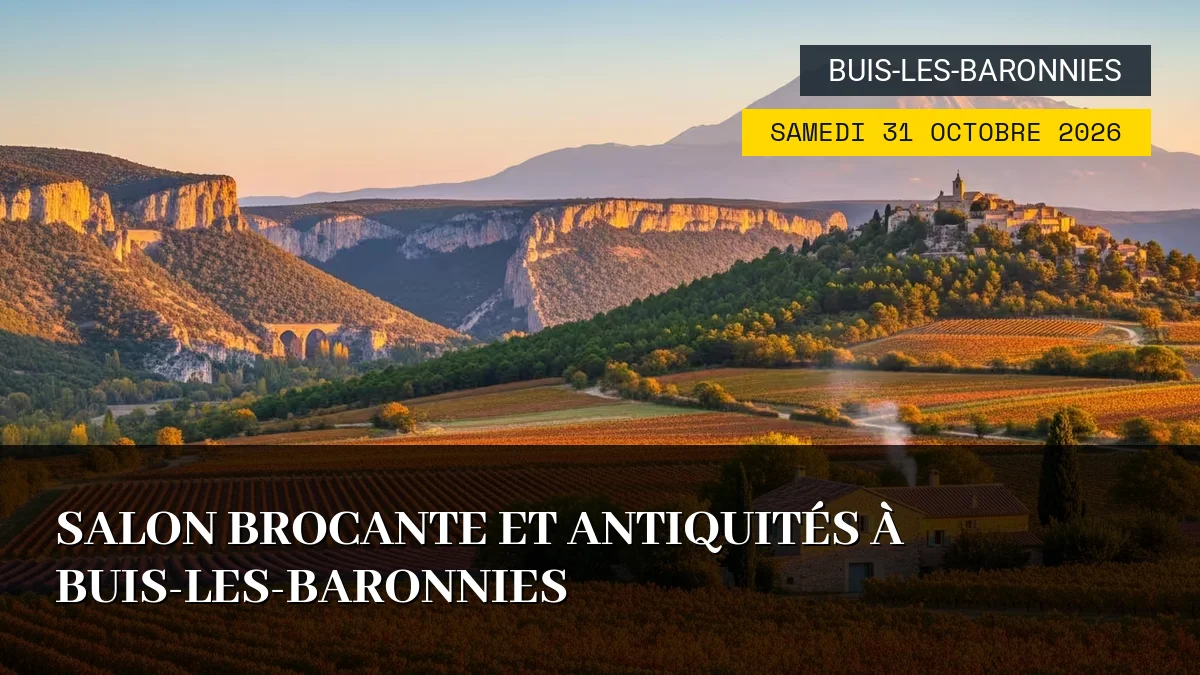 Affiche de l'événement : Salon Brocante Et Antiquités À Buis-les-Baronnies – Samedi 31 Octobre 2026