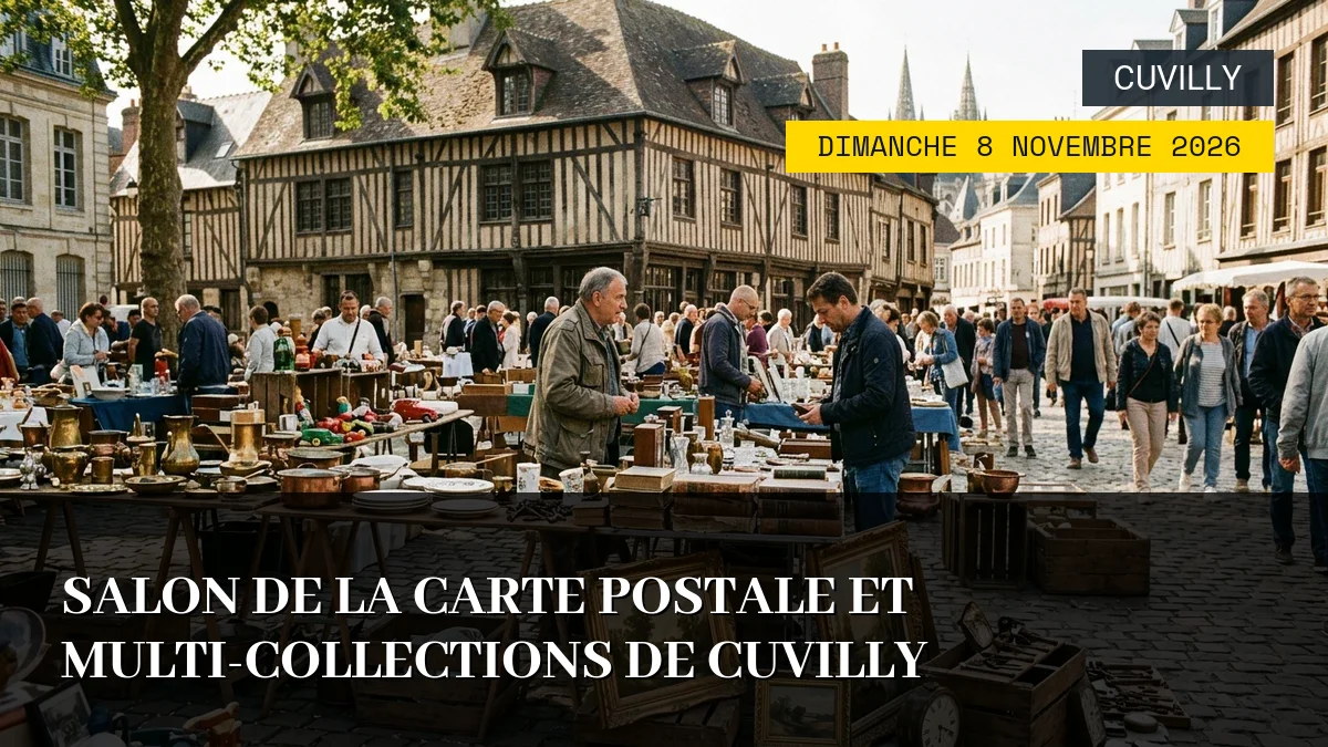 Affiche de l'événement : Salon de la Carte Postale et Multi-Collections de Cuvilly – Dimanche 8 Novembre 2026
