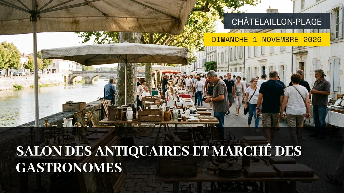 Affiche de l'événement : Salon des Antiquaires et Marché des Gastronomes – Dimanche 1 Novembre 2026