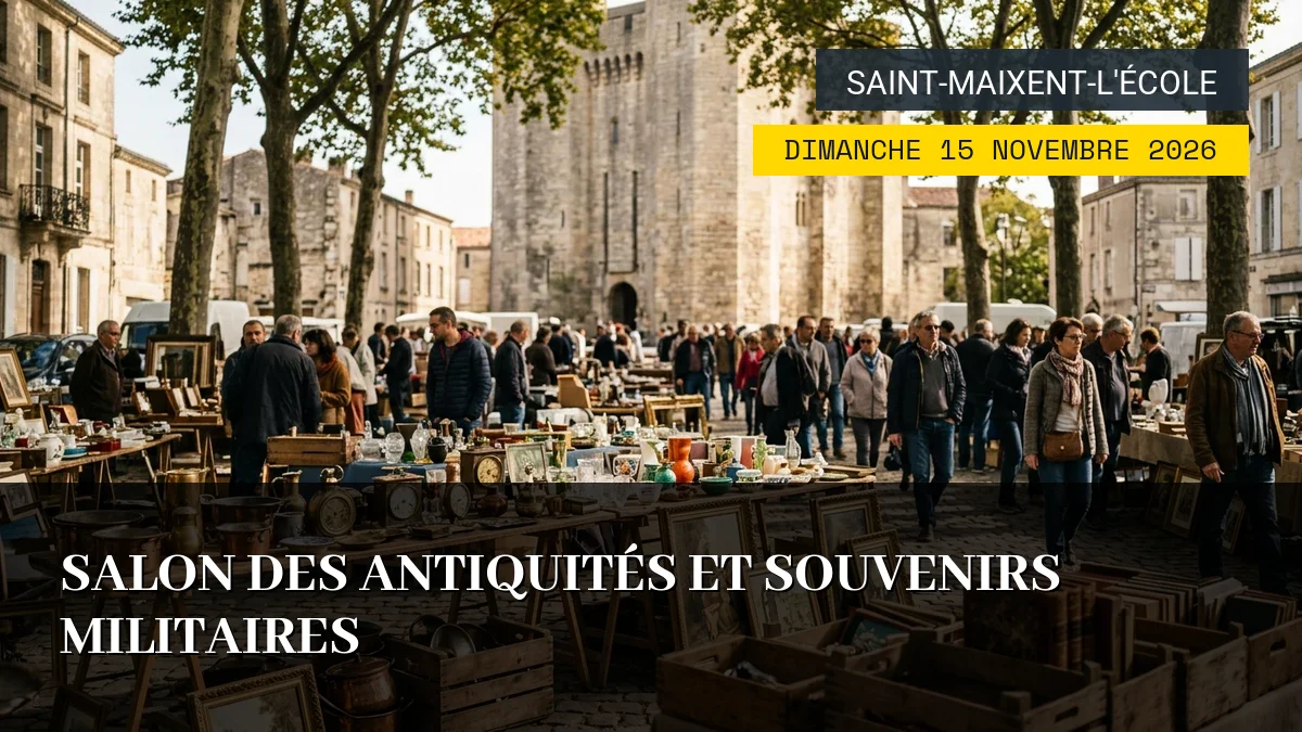 Affiche de l'événement : Salon des Antiquités et Souvenirs Militaires – Dimanche 15 Novembre 2026