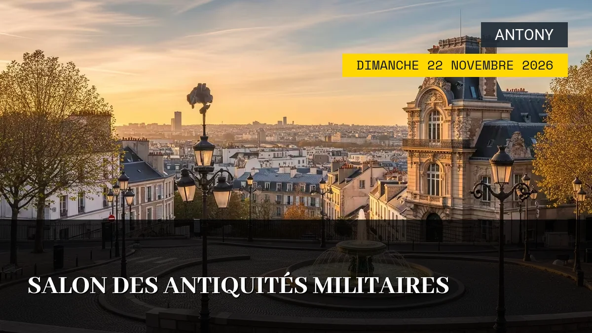 Affiche de l'événement : Salon des Antiquités Militaires – Dimanche 22 Novembre 2026