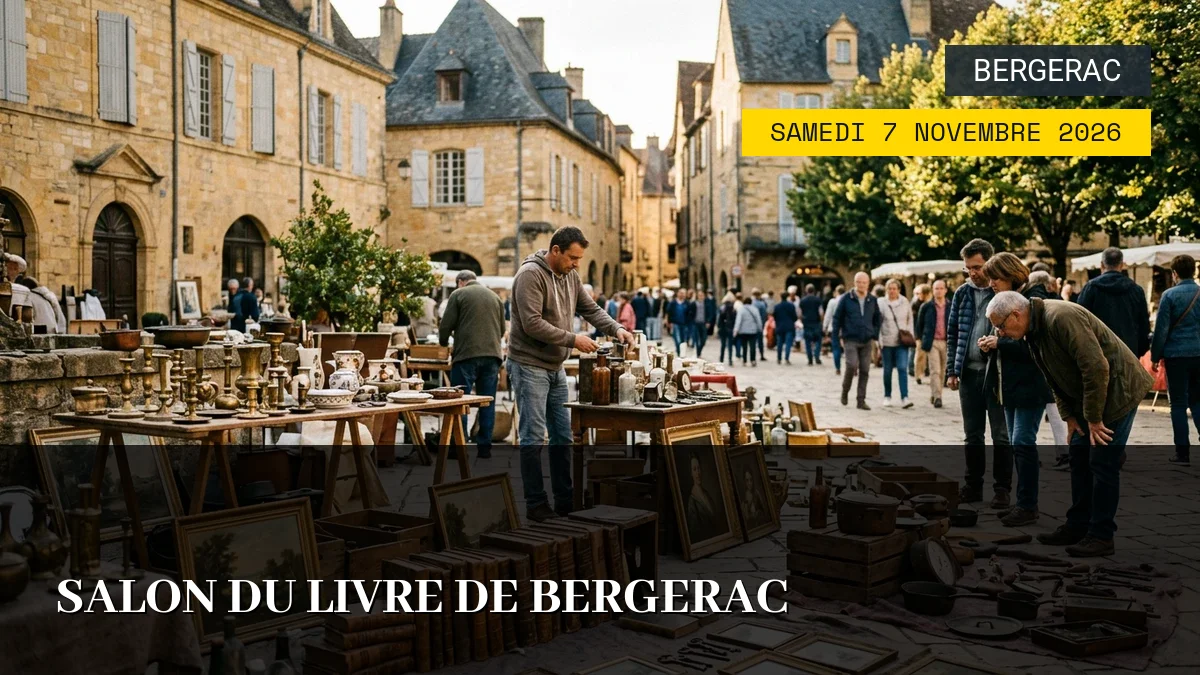 Affiche de l'événement : Salon du Livre de Bergerac — Du Samedi 7 Novembre 2026 au Dimanche 8 Novembre 2026