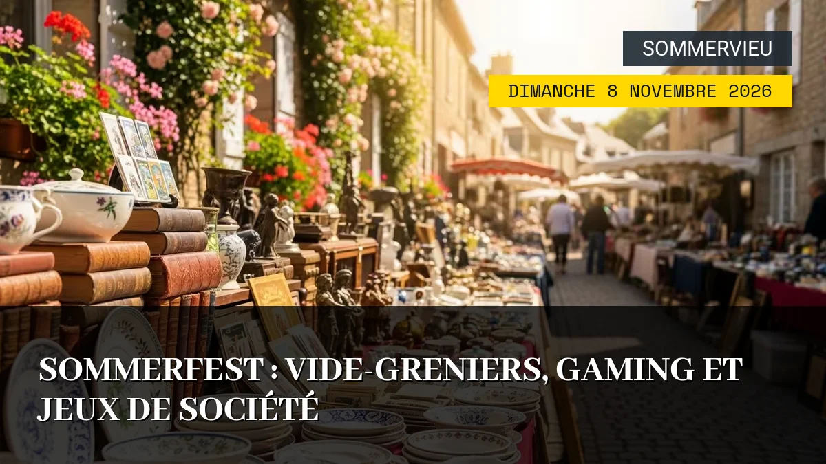 Affiche de l'événement : Sommerfest : Vide-greniers, Gaming et Jeux de Société – Dimanche 8 Novembre 2026